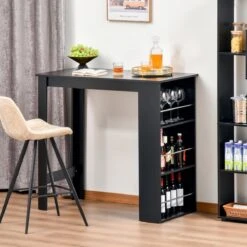 HOMCOM Table De Bar, Bureau, Table De Cuisine Avec 3 étagères, Aggloméré Noir 835-390 -Magasin D'Accessoires Pour Barbecue 1200x1200 657