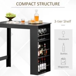 HOMCOM Table De Bar, Bureau, Table De Cuisine Avec 3 étagères, Aggloméré Noir 835-390 -Magasin D'Accessoires Pour Barbecue 1200x1200 658