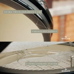 Evolve Advanced Solo - Barbecue Kamado 24" / 61 CM / XXL - Sans Base Ni Tables D'appoint - Accessoires Gratuits Inclus - Parois En Céramique - Forme D'oeuf - Chaleur Directe + Chaleur Indirecte - Ventilation Professionnelle - Thermomètre Intelligent -Magasin D'Accessoires Pour Barbecue 1200x1200 82