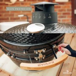 Evolve Advanced Solo - Barbecue Kamado 24" / 61 CM / XXL - Sans Base Ni Tables D'appoint - Accessoires Gratuits Inclus - Parois En Céramique - Forme D'oeuf - Chaleur Directe + Chaleur Indirecte - Ventilation Professionnelle - Thermomètre Intelligent -Magasin D'Accessoires Pour Barbecue 1200x1200 85