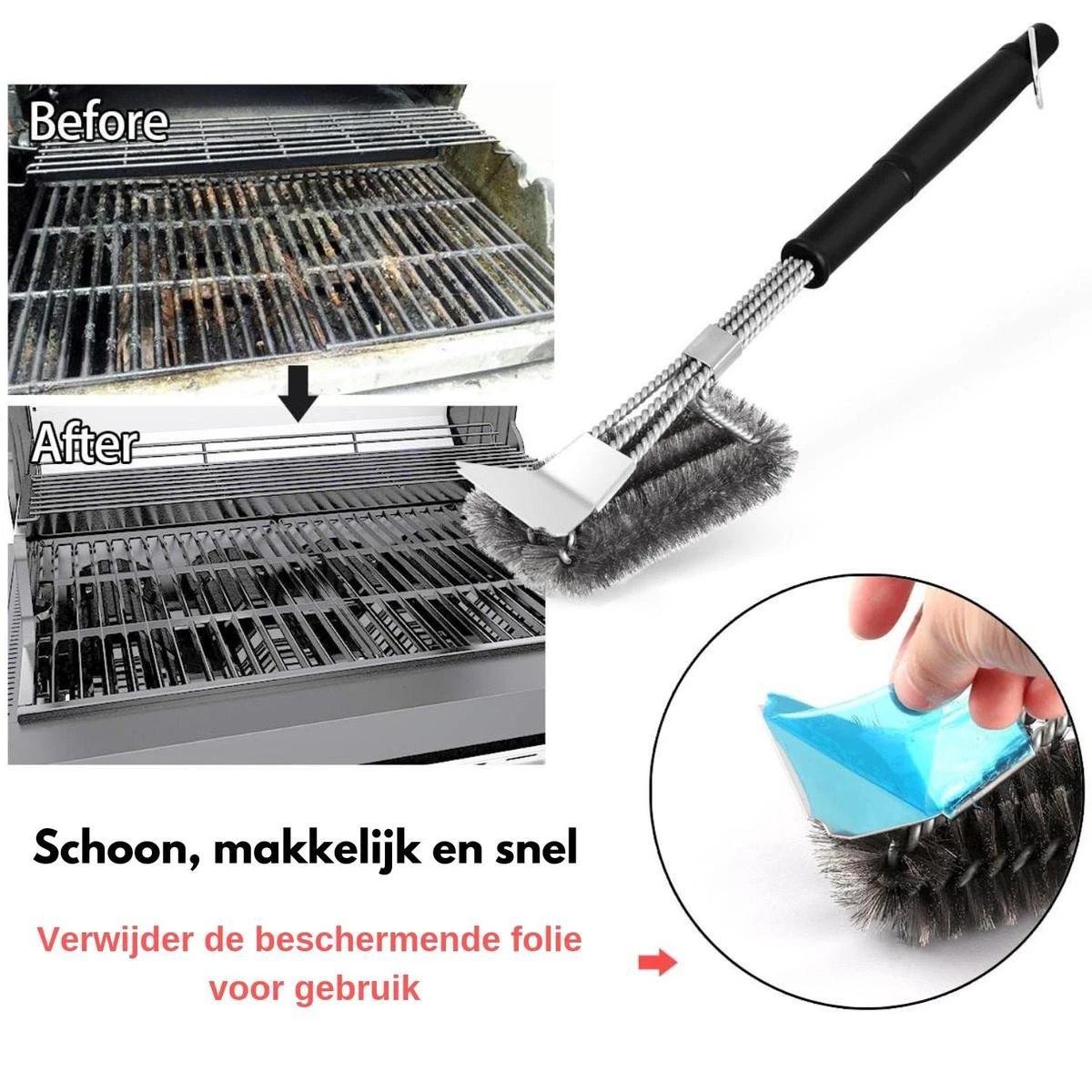 Gohh Brosse Pour Barbecue Avec Grattoir - Brosse De Nettoyage - Grattoir Pour Barbecue Avec Sac De Rangement Pratique 2 En 1 4 Gohh Brosse Pour Barbecue Avec Grattoir - Brosse De Nettoyage - Grattoir Pour Barbecue Avec Sac De Rangement Pratique 2 En 1 – Image 2