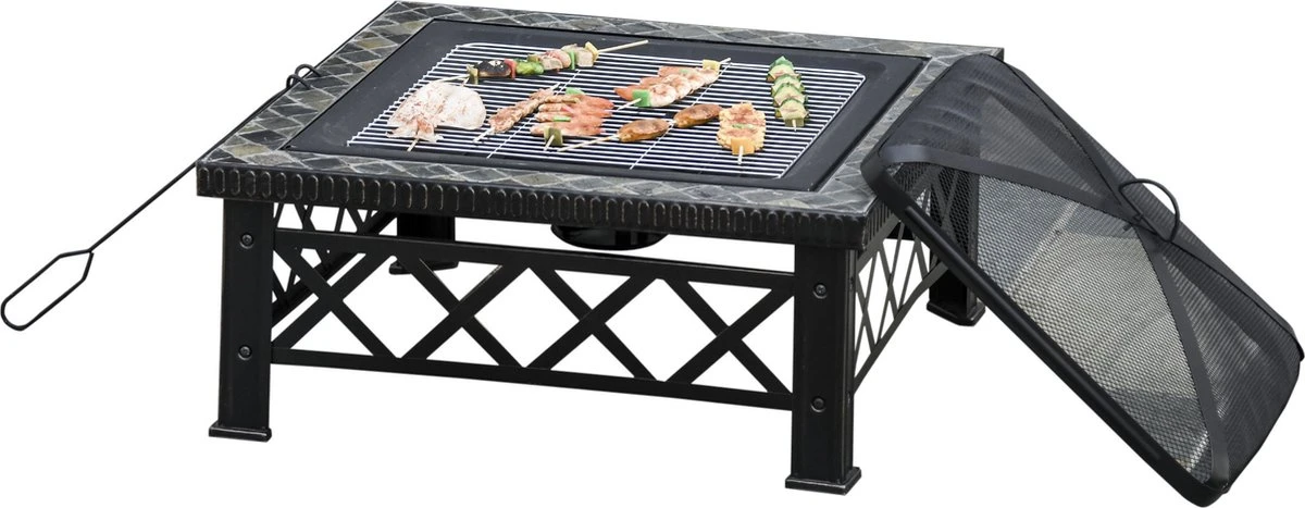Outsunny 3-en-1 Brasero Brasero Avec Grille De Protection Contre Les étincelles Barbecue De Jardin Noir 842-170 13 Outsunny 3-en-1 Brasero Brasero Avec Grille De Protection Contre Les étincelles Barbecue De Jardin Noir 842-170 – Image 11
