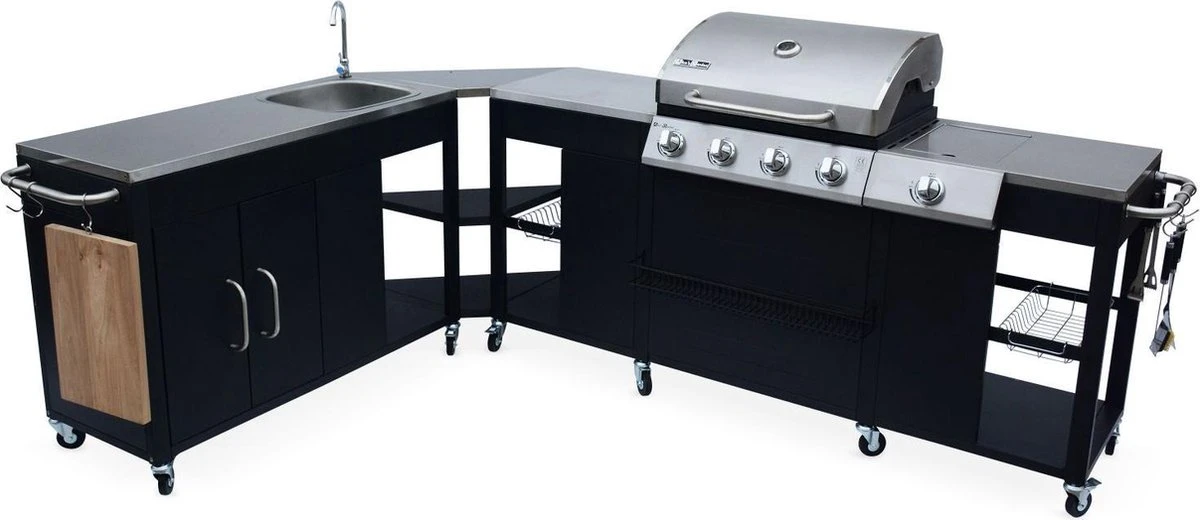 Barbecue à Gaz Rochefort 5 Brûleurs évier Planche à Découper Batterie De Cuisine Plan De Travail Et Thermomètre - Raccordement Au Gaz G1 2 F15-21 4 Barbecue à Gaz Rochefort 5 Brûleurs évier Planche à Découper Batterie De Cuisine Plan De Travail Et Thermomètre - Raccordement Au Gaz G1 2 F15-21 – Image 2