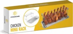 PROKING Support Ailes De Poulet - Accessoires De Vêtements Pour Bébé BBQ - Support Poulet BBQ - Four Support Poulet - Plateau De Collecte Inclus - Acier Inoxydable -Magasin D'Accessoires Pour Barbecue 1200x552
