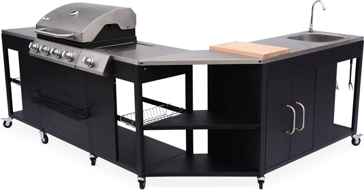 Barbecue à Gaz Rochefort 5 Brûleurs évier Planche à Découper Batterie De Cuisine Plan De Travail Et Thermomètre - Raccordement Au Gaz G1 2 F15-21 6 Barbecue à Gaz Rochefort 5 Brûleurs évier Planche à Découper Batterie De Cuisine Plan De Travail Et Thermomètre - Raccordement Au Gaz G1 2 F15-21 – Image 4