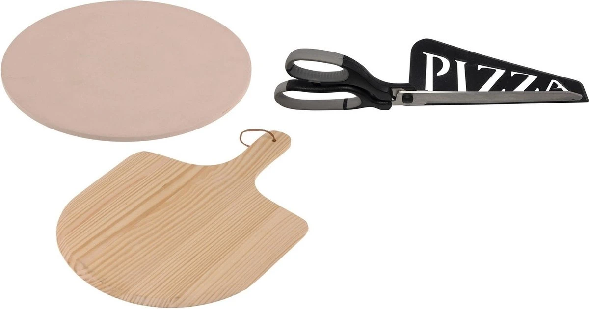 Set De Cuisson à Pizza Pierre à Pizza 33 Cm Avec Pelle En Bois - Avec Ciseaux à Pizza Noirs 30 Cm - BBQ/ Four 3 Set De Cuisson à Pizza Pierre à Pizza 33 Cm Avec Pelle En Bois - Avec Ciseaux à Pizza Noirs 30 Cm - BBQ/ Four