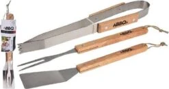 Outils De Barbecue En Acier Inoxydable / Bois 36 Cm 3 Pièces