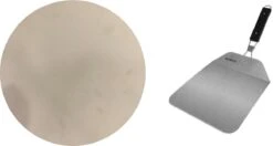 Pierre à Pizza En Céramique Pour Le Barbecue 36 Cm - Avec Pelle à Pizza En Acier Inoxydable Pliante 25 Cm - Pierre à Pizza Pour BBQ/ Four