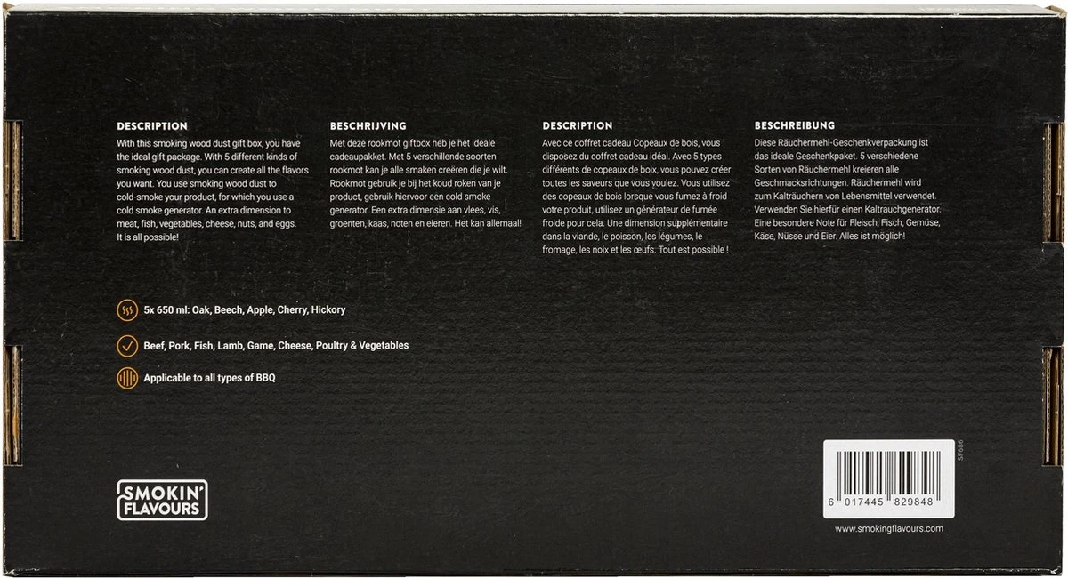 Smokin' Flavours Giftbox Moth 5x 650ml - Smoke Moth 5x 650 Ml - Chêne - Hêtre - Hickory - Cerisier - Pomme 4 Smokin' Flavours Giftbox Moth 5x 650ml - Smoke Moth 5x 650 Ml - Chêne - Hêtre - Hickory - Cerisier - Pomme – Image 2
