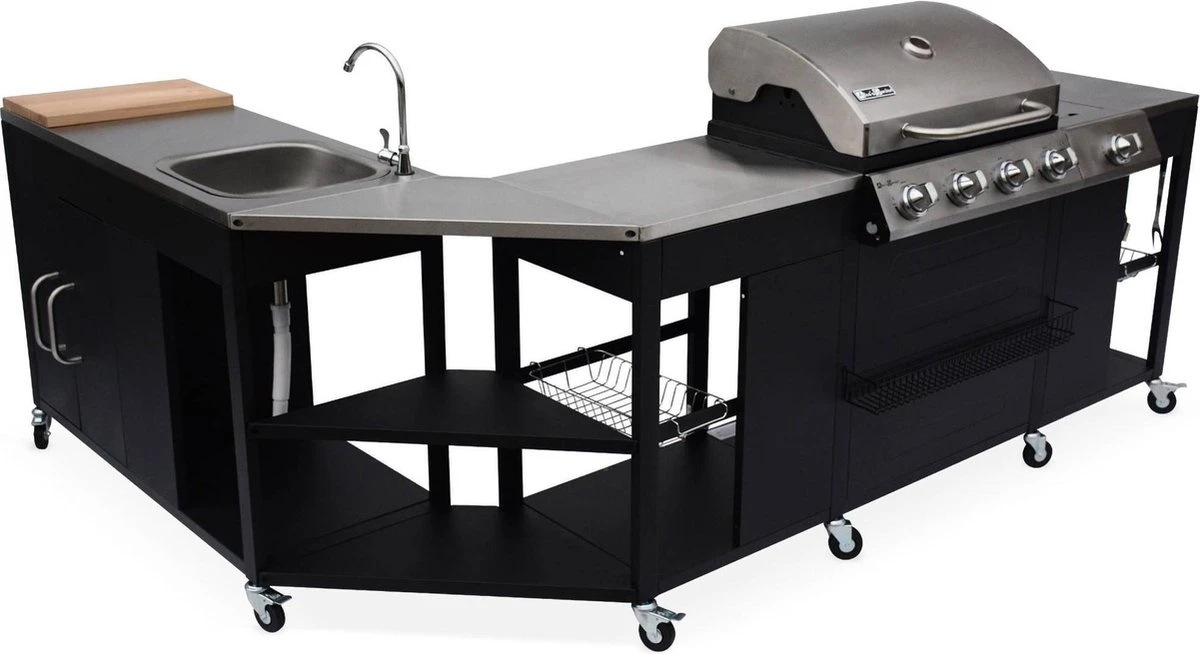 Barbecue à Gaz Rochefort 5 Brûleurs évier Planche à Découper Batterie De Cuisine Plan De Travail Et Thermomètre - Raccordement Au Gaz G1 2 F15-21 5 Barbecue à Gaz Rochefort 5 Brûleurs évier Planche à Découper Batterie De Cuisine Plan De Travail Et Thermomètre - Raccordement Au Gaz G1 2 F15-21 – Image 3