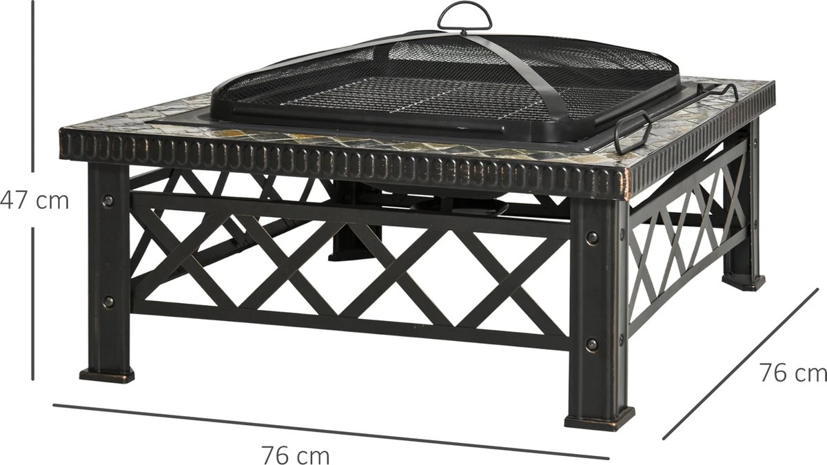 Outsunny 3-en-1 Brasero Brasero Avec Grille De Protection Contre Les étincelles Barbecue De Jardin Noir 842-170 4 Outsunny 3-en-1 Brasero Brasero Avec Grille De Protection Contre Les étincelles Barbecue De Jardin Noir 842-170 – Image 2