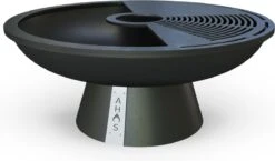 Ahos 850 Barbecue Cheminée Brasero - Anneau De Grill - Y Compris Plancha, Grille De Grille Et Support De Pot - Diamètre 80 Cm - Acier