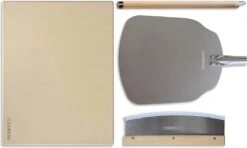 Pierre à Pizza Pour Four Et Gril à Gaz (lot De 4) Comprenant Une Pelle à Pizza, Un Couteau à Pizza Et Un Livre De Cuisine - Pierre à Pizza Rectangulaire Pour Une Pizza Délicieuse Et Croustillante