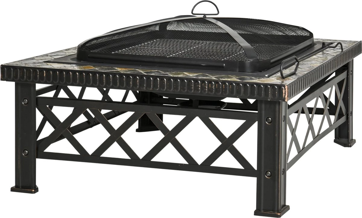 Outsunny 3-en-1 Brasero Brasero Avec Grille De Protection Contre Les étincelles Barbecue De Jardin Noir 842-170 3 Outsunny 3-en-1 Brasero Brasero Avec Grille De Protection Contre Les étincelles Barbecue De Jardin Noir 842-170