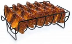 WiseGoods Premium BBQ Spareribs Rack - Rack - Grill - Grill - Accessoires De Vêtements Pour Bébé De Barbecue - Été - Tools De Cuisine - Outil De Four - Acier Inoxydable - Zwart