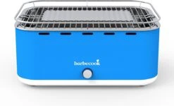 Barbecook Carlo - Barbecue Au Charbon De Bois - Barbecue De Table - Sac De Transport - Compact - Ventilateur - 38,5 X 28,5 Cm - 6 P. - Bleu