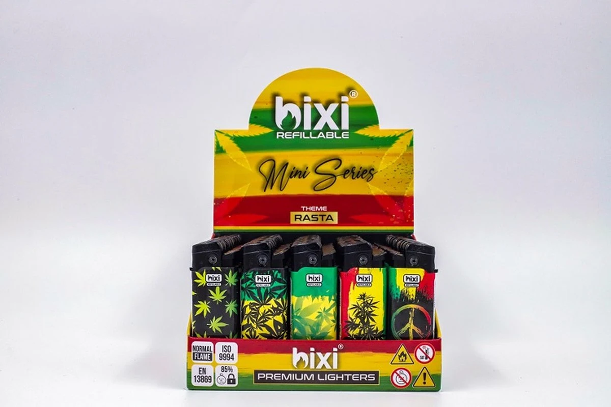 Bixi Mini 'Rasta' - Briquet Climatiquement Neutre - Briquet - Briquet - Beau Design - Design - Bixi - Le Briquet Climatiquement Neutre - 50 Pièces/présentoir 3 Bixi Mini 'Rasta' - Briquet Climatiquement Neutre - Briquet - Briquet - Beau Design - Design - Bixi - Le Briquet Climatiquement Neutre - 50 Pièces/présentoir