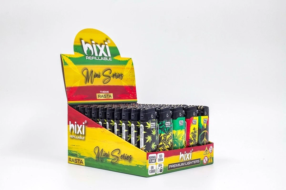 Bixi Mini 'Rasta' - Briquet Climatiquement Neutre - Briquet - Briquet - Beau Design - Design - Bixi - Le Briquet Climatiquement Neutre - 50 Pièces/présentoir 4 Bixi Mini 'Rasta' - Briquet Climatiquement Neutre - Briquet - Briquet - Beau Design - Design - Bixi - Le Briquet Climatiquement Neutre - 50 Pièces/présentoir – Image 2
