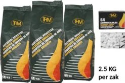 3X Briquettes De Charbon De 2,5 KG Avec Allume-feu 64 Pièces - Barbecue - BBQ - 3 Pièces - Total 7,5 KG