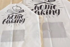 Set Tabliers De Cuisine - Enfant + Adulte - Home Baking - Blanc - 45*56 Et 65*78 Cm