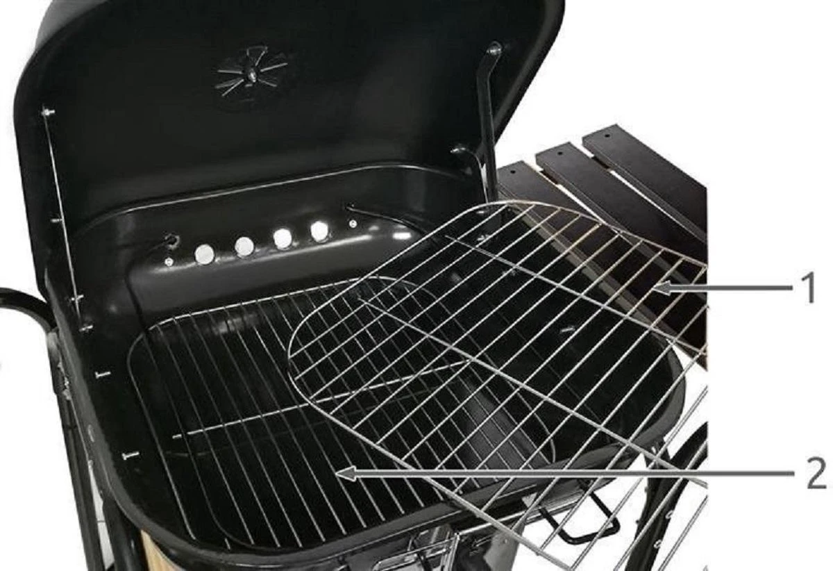 Grand BBQ à Charbon De Bois Mobile Avec Couvercle - Set D' Accessoires De Vêtements Pour Bébé Pour Outils Inclus - Acier - Zwart 7 Grand BBQ à Charbon De Bois Mobile Avec Couvercle - Set D' Accessoires De Vêtements Pour Bébé Pour Outils Inclus - Acier - Zwart – Image 5