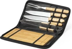 Ensemble De BBQ - Accessoires De BBQ - Outils De BBQ - Pinces à Barbecue - Fourchette - Spatule - Ouvre-bouteille - Planche à Découper - Durable - Bamboe