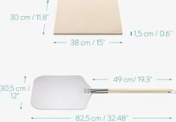 Navaris XL Pour Four Et Barbecue - Plaque à Pizza Rectangulaire 38 X 30 Cm - Y Compris Pelle à Pizza Avec Manche Extra-long - Céramique émaillée -Magasin D'Accessoires Pour Barbecue 1200x834 3