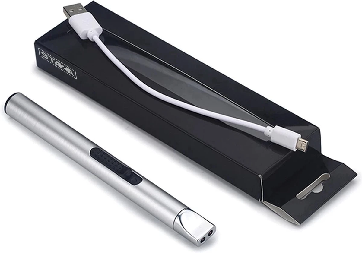 Staza - Briquet électrique Long Rechargeable - Briquet Plasma Durable - Emballage Cadeau Inclus - BBQ - Bougies - Grijs 5 Staza - Briquet électrique Long Rechargeable - Briquet Plasma Durable - Emballage Cadeau Inclus - BBQ - Bougies - Grijs – Image 3