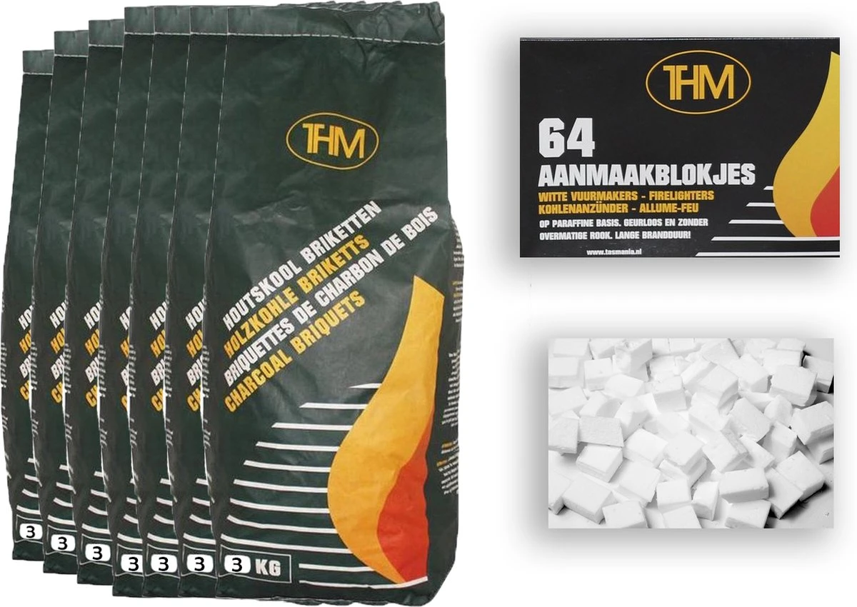 7X Briquettes De Charbon De Bois De 3 KG Avec Allume-feu 64 Pièces - Barbecue - BBQ - 7 Pièces - Briquettes De 21 Kilogrammes 3 7X Briquettes De Charbon De Bois De 3 KG Avec Allume-feu 64 Pièces - Barbecue - BBQ - 7 Pièces - Briquettes De 21 Kilogrammes