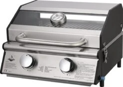 Barbecue à Gaz De Table El Fuego Jesolo - Barbecue Portable - Barbecue De Camping - Acier Inoxydable - Avec Fenêtre De Visualisation - Tuyau De Gaz Inclus