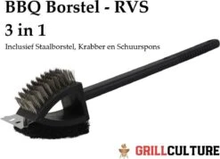 GrillCultureÂź Brosse Barbecue 3 En 1 Avec Grattoir - Brosse Pour Gril - Brosse De Nettoyage - Grattoir Et Nettoyant Pour Barbecue - Accessoires Pour Barbecue - Barbecue