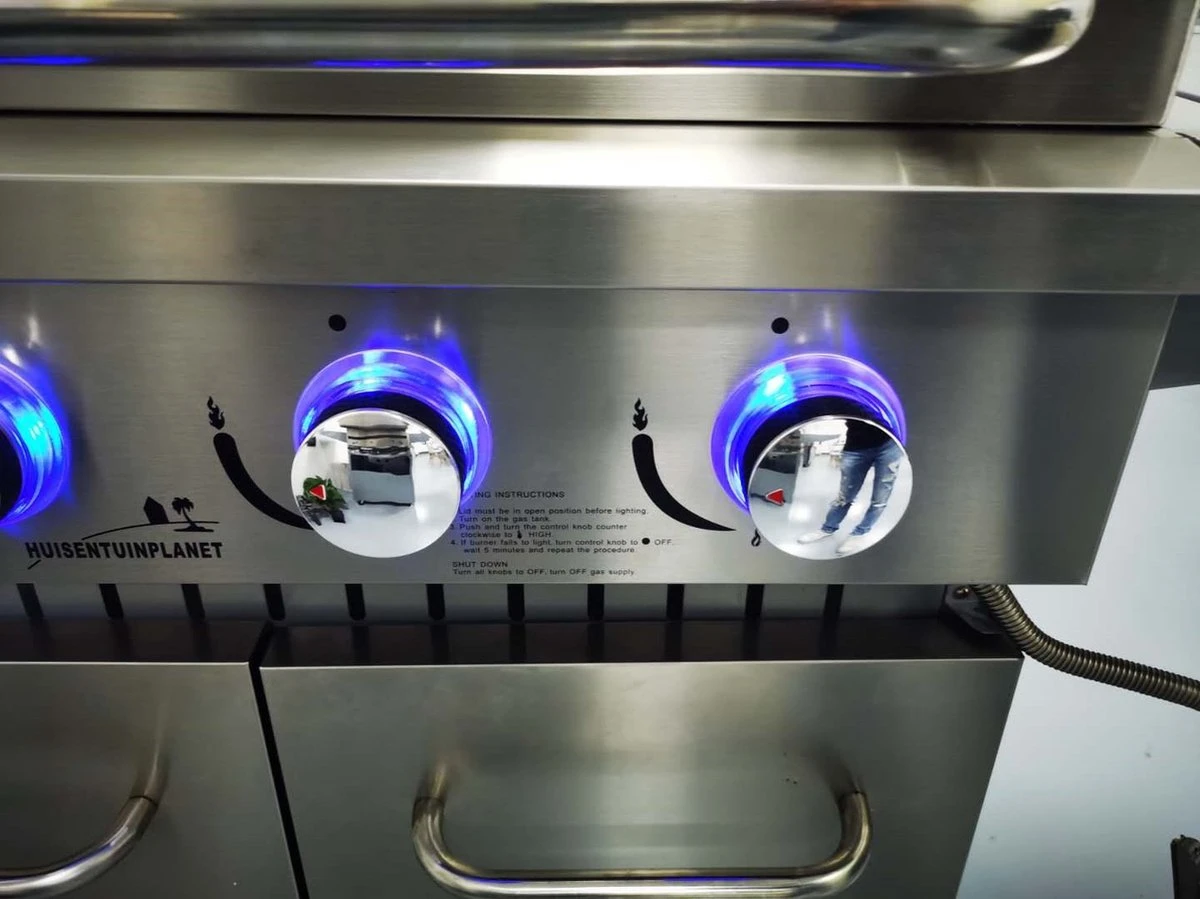 Paralux Barbecue à Gaz Cuisine D'Extérieur - 4 Brûleurs - Incl. Brûleur Latéral - Évier + Robinet - Grille En Fonte - Eclairage LED 6 Paralux Barbecue à Gaz Cuisine D'Extérieur - 4 Brûleurs - Incl. Brûleur Latéral - Évier + Robinet - Grille En Fonte - Eclairage LED – Image 4