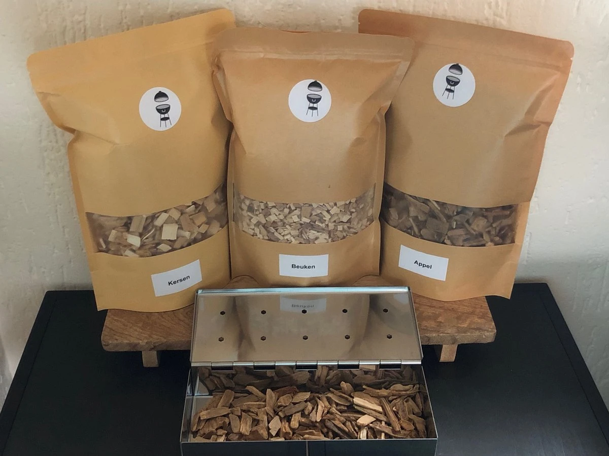 Boîte De Fumage / BBQ / Bac à Fumée / Chip De Fumée / Boîte De Fumée Avec Trois Types De Copeaux De Bois Pomme Cerise Hêtre 4 Boîte De Fumage / BBQ / Bac à Fumée / Chip De Fumée / Boîte De Fumée Avec Trois Types De Copeaux De Bois Pomme Cerise Hêtre – Image 2