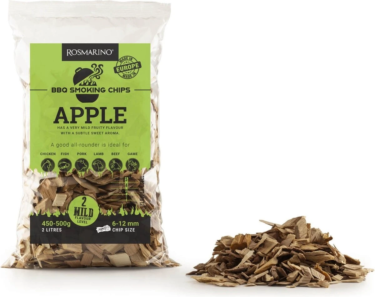 Rosmarino Blacksmith 4-pack Copeaux De Fumée - Pomme - Accessoires BBQ - Bois De Fumage - Snippers De Bois - Barbecue - 4x 500 Grammes 8 Rosmarino Blacksmith 4-pack Copeaux De Fumée - Pomme - Accessoires BBQ - Bois De Fumage - Snippers De Bois - Barbecue - 4x 500 Grammes – Image 6