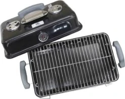 AG To- Go Barbecue Ø44 Cm - Barbecues à Charbon - Incl. Thermomètre - Température Inoxydable - Compact -Barbecue Carré - Incl. Couvercle - Barbecue Traditionnel - 6 Personnes - Partout Grille De Ventilation Pour Régulation D'oxygène - Zwart -Magasin D'Accessoires Pour Barbecue 1200x958