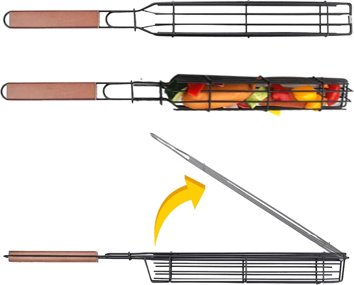 PROKING BBQ Grill Rack Clamp Basket - Accessoires Barbecue - Viande - Poisson - Vega - Set De 2 Pièces 3 PROKING BBQ Grill Rack Clamp Basket - Accessoires Barbecue - Viande - Poisson - Vega - Set De 2 Pièces
