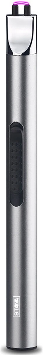 Staza - Briquet électrique Long Rechargeable - Briquet Plasma Durable - Emballage Cadeau Inclus - BBQ - Bougies - Grijs
