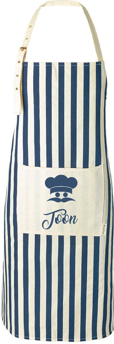 Mijncadeautje - Tablier Cadeau - Tablier Texte - Tablier De Cuisine - 100% Coton Bio - Rayé Bleu - 90 X 68 Cm - Moustache De Kok - Avec Prénom 5 Mijncadeautje - Tablier Cadeau - Tablier Texte - Tablier De Cuisine - 100% Coton Bio - Rayé Bleu - 90 X 68 Cm - Moustache De Kok - Avec Prénom – Image 3