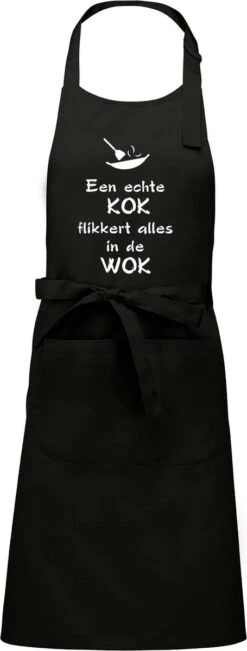 Mine Present - Tablier De Luxe - Un Vrai Chef Scintille Tout Dans Le Wok - Noir