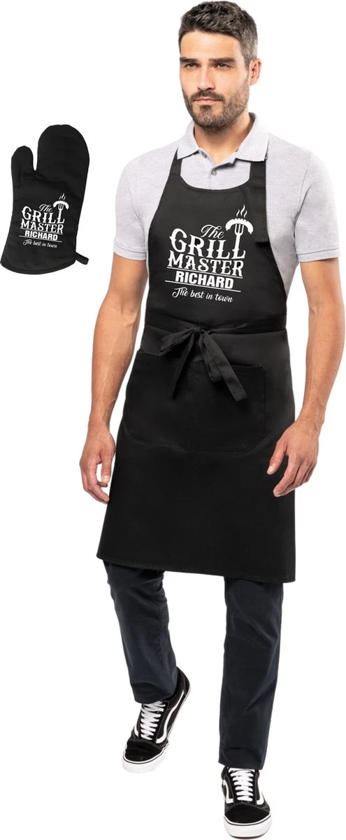 KARIBAN Cadeau Nom - Tablier BBQ Avec Gant BBQ - Anniversaire - Vaderdag - Grillmaster - Saucisse - Avec Naam 3 KARIBAN Cadeau Nom - Tablier BBQ Avec Gant BBQ - Anniversaire - Vaderdag - Grillmaster - Saucisse - Avec Naam