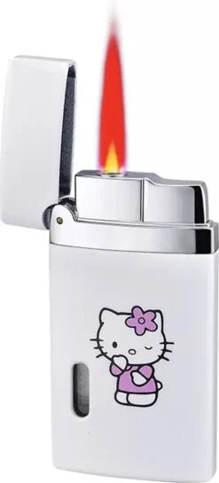 Briquet Hello Kitty Glow In The Dark Avec Flamme Rose - Connu De TikTok - Rechargeable Et Coupe-vent