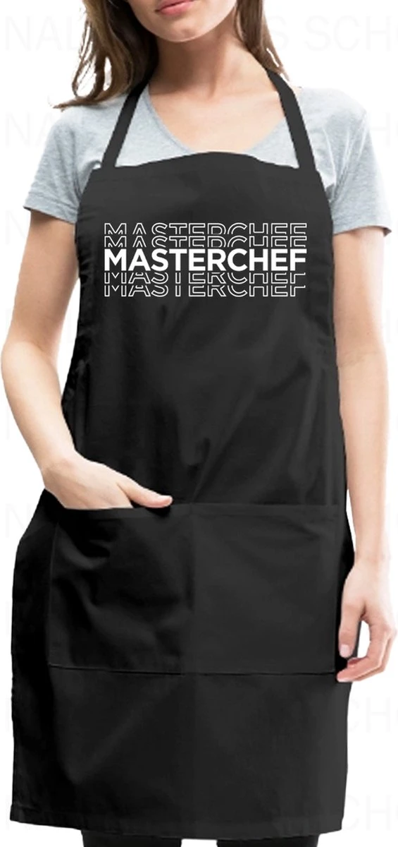 Tablier Unisexe MASTERCHEF - Zwart - Tablier De Cuisine - Tablier De BBQ - Tablier De Service - Textes Amusants - Kwoots - Pour Hommes Et Femmes - Réglable - Lavable - Cadeau 4 Tablier Unisexe MASTERCHEF - Zwart - Tablier De Cuisine - Tablier De BBQ - Tablier De Service - Textes Amusants - Kwoots - Pour Hommes Et Femmes - Réglable - Lavable - Cadeau – Image 2