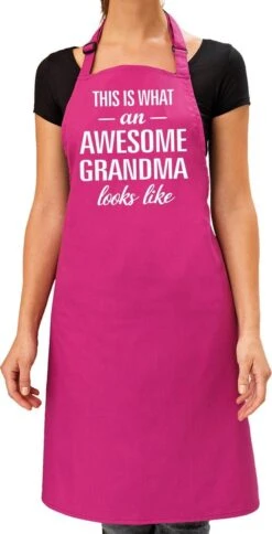 Awesome Grand-mère Cadeau Barbecue / Tablier De Cuisine Rose Pour Dames - Tablier De Barbecue Cadeau Pour La Fête Des Mères / Anniversaire