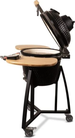 Patton - Kamado 16 - Premium Black - Barbecue En Céramique - Avec Indicateur De Température à Cœur Bluetooth - éclairage LED - Moyen - Complet - Noir -Magasin D'Accessoires Pour Barbecue 654x1200