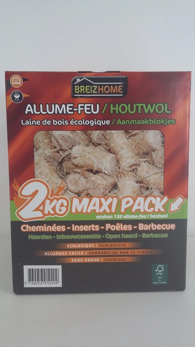 Breizhome Laine De Bois Allume-feu / Copeaux D'allume-feu - Maxipack Environ 150 Pièces 2kg - Allume-feu FSC® - BBQ & Cheminée 7 Breizhome Laine De Bois Allume-feu / Copeaux D'allume-feu - Maxipack Environ 150 Pièces 2kg - Allume-feu FSC® - BBQ & Cheminée – Image 5