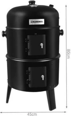 Barbecue Fumeur - BBQ Charbon De Bois - Fumeur Barbecue - Fumeur Barbecue - Fumeur - Four à Grill - Fumeur à Grill - Barbecue De Jardin 3en1 - Fumeur Barbecue - Fumeur Barbecook XL - Couvercle Avec Thermomètre - Zwart - 45x80cm -Magasin D'Accessoires Pour Barbecue 734x1200