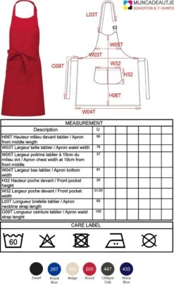 KARIBAN Mon Cadeau - Tablier De Cuisine - Mijncadeautje De Cuisine - "Royal Chef" - Rouge - Vierge - Non Imprimé - Polyester / Coton - (75 X 85 Cm) -Magasin D'Accessoires Pour Barbecue 737x1200