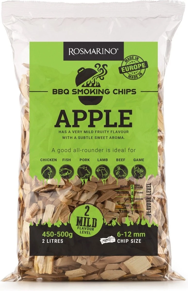 Rosmarino Blacksmith 4-pack Copeaux De Fumée - Pomme - Accessoires BBQ - Bois De Fumage - Snippers De Bois - Barbecue - 4x 500 Grammes 10 Rosmarino Blacksmith 4-pack Copeaux De Fumée - Pomme - Accessoires BBQ - Bois De Fumage - Snippers De Bois - Barbecue - 4x 500 Grammes – Image 8