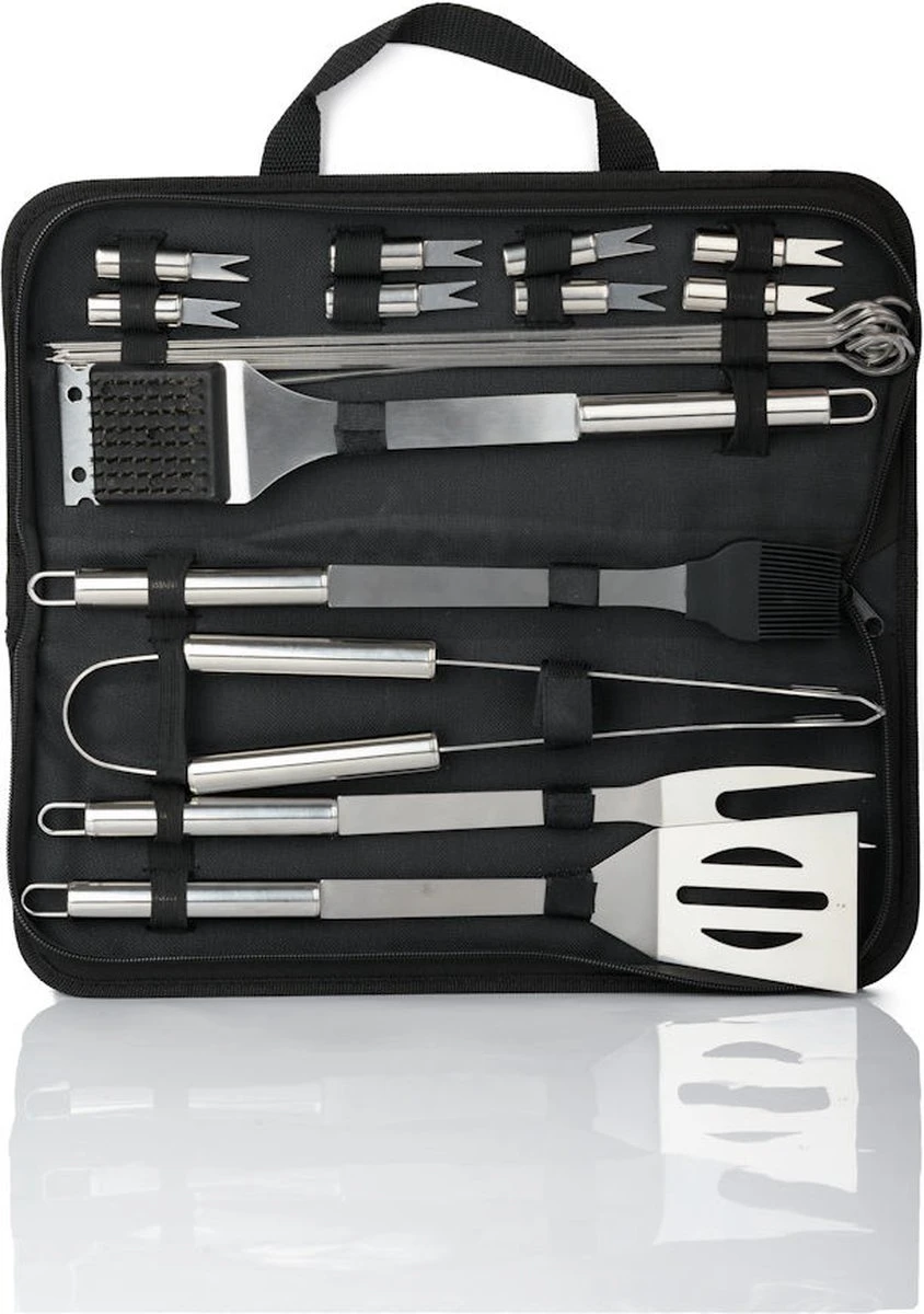 Decopatent® Ensemble D'outils De Barbecue De 22 Pièces Dans Un étui De Transport - Set' Accessoires De Barbecue - Pince à BBQ Spatule Couteau Fourchette Brosse Brochette 11 Decopatent® Ensemble D'outils De Barbecue De 22 Pièces Dans Un étui De Transport - Set' Accessoires De Barbecue - Pince à BBQ Spatule Couteau Fourchette Brosse Brochette – Image 9
