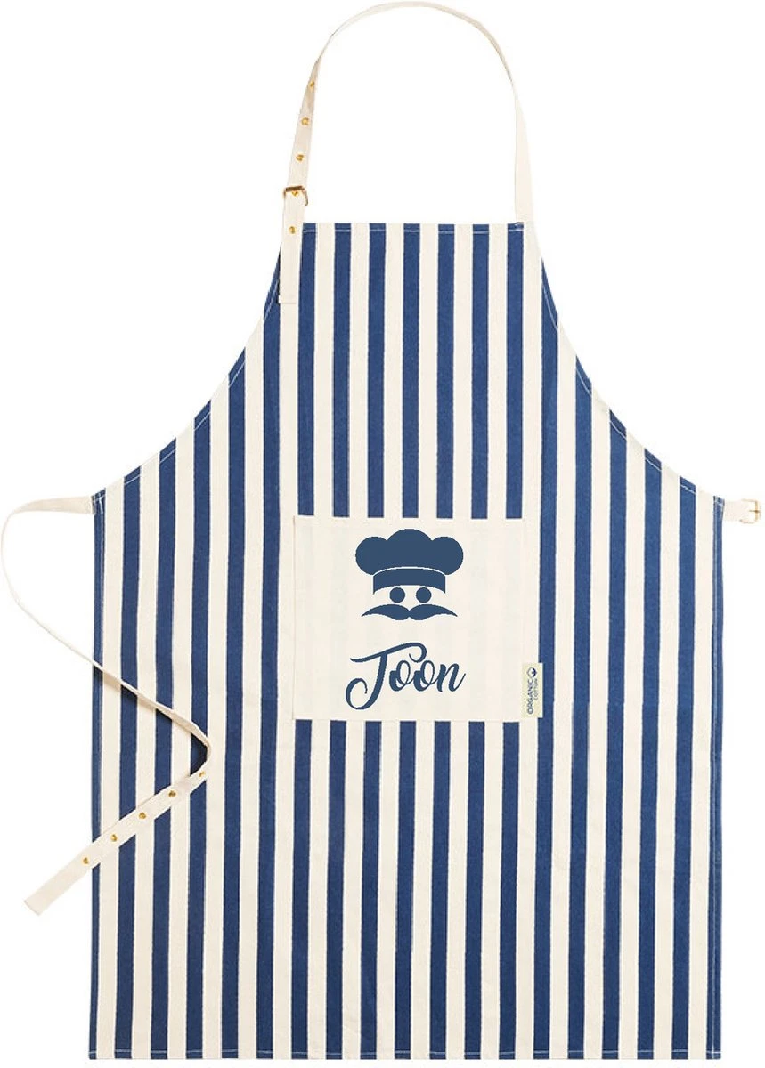 Mijncadeautje - Tablier Cadeau - Tablier Texte - Tablier De Cuisine - 100% Coton Bio - Rayé Bleu - 90 X 68 Cm - Moustache De Kok - Avec Prénom 3 Mijncadeautje - Tablier Cadeau - Tablier Texte - Tablier De Cuisine - 100% Coton Bio - Rayé Bleu - 90 X 68 Cm - Moustache De Kok - Avec Prénom